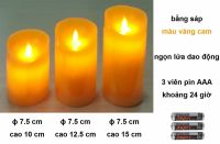 22V. Đèn nến sáp, màu vàng cam (ɸ 7,5 cm, cao 10 - 12,5 - 15 cm): 225.000 đ/bộ (có bán lẻ từng size)