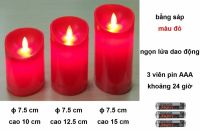 22D. Đèn nến sáp, màu đỏ (ɸ 7,5 cm, cao 10 - 12,5 - 15 cm): 225.000 đ/bộ (có bán lẻ từng size)