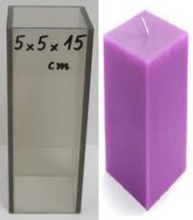 Khuôn nến trụ vuông cạnh 5 cm, cao 15 cm: 100.000 đ/cái, 6 cái = 500.000 đ