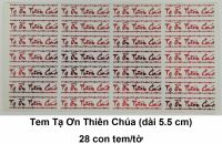 9. Tem Tạ Ơn Thiên Chúa màu đỏ 28 cái/tờ: 2.800 - 5.000 đ/tờ