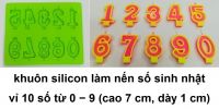 Khuôn silicon vỉ 10 số từ 0 - 9 (cao 7 cm, dày 1 cm): 50.000 đ/vỉ, 6 vỉ = 250.000 đ
