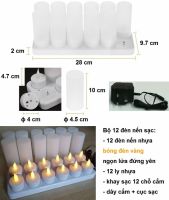 6. Bộ 12 đèn nến tealight pin sạc ɸ 4 cm, cao 4,7 cm