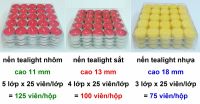 Hộp nhựa hình vuông đóng gói 75 - 100 - 125 nến tealight (tùy size nến): 14.000 - 20.000 đ/cái